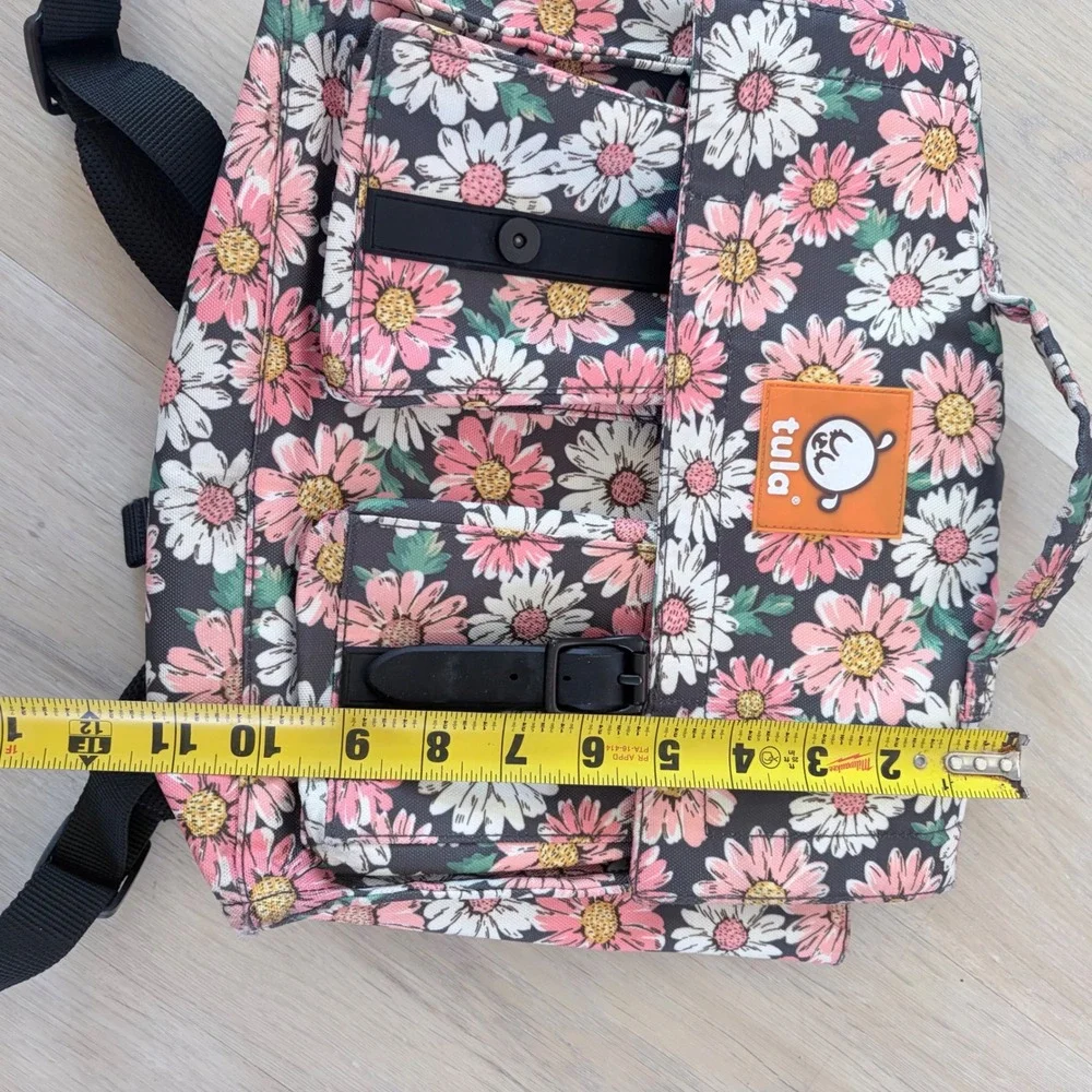 Tula Kids Backpack Pink White Daisy Floral Canvas School Bag